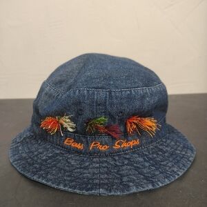 Bass Pro Shop Bucket Hat Denim Jeans Toddlers Embroidered Logo Fishing Flies